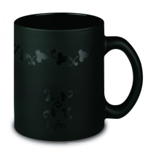 11oz black glass mug with clear logo,glass chalk mug.